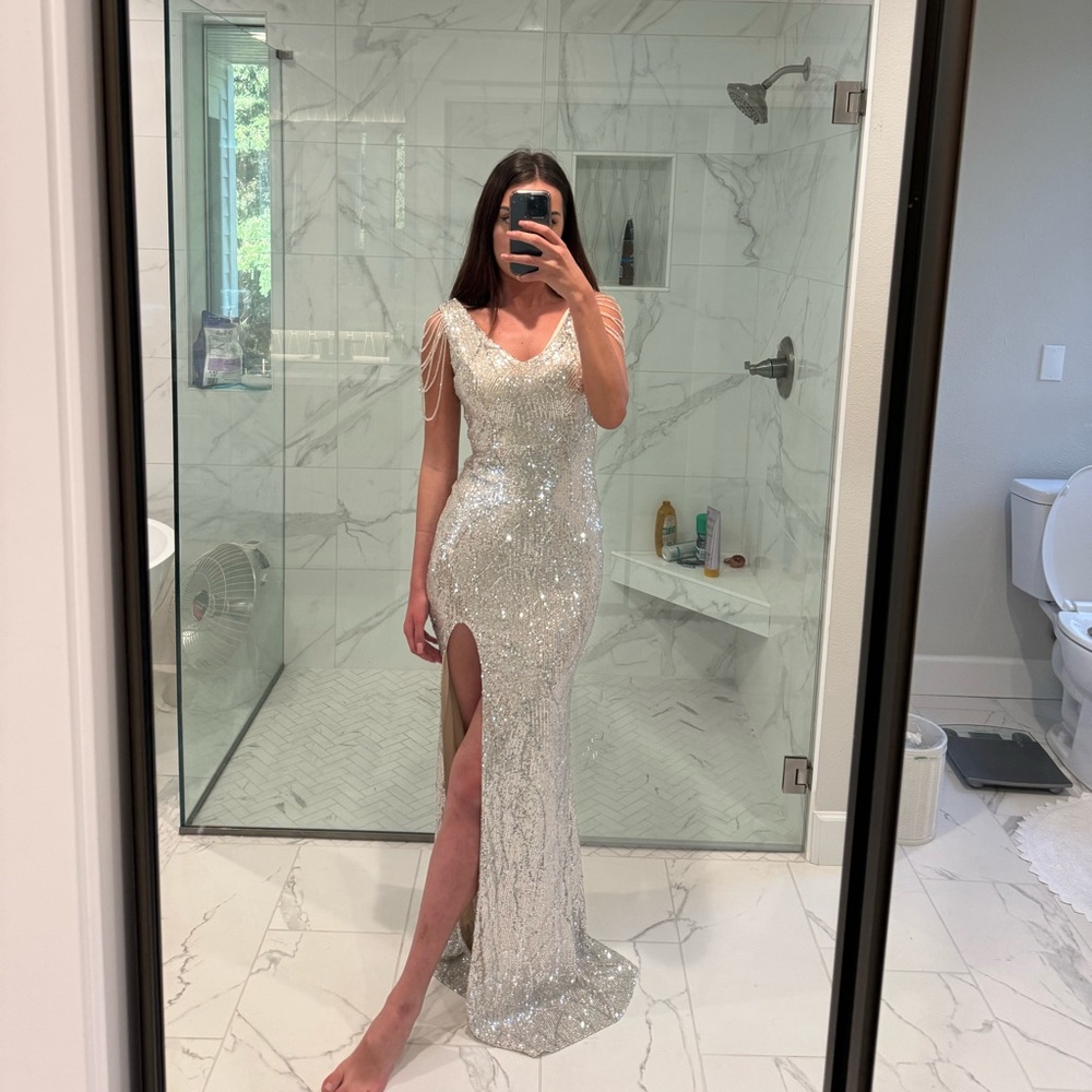 Sequin Gown with slit, new with tags